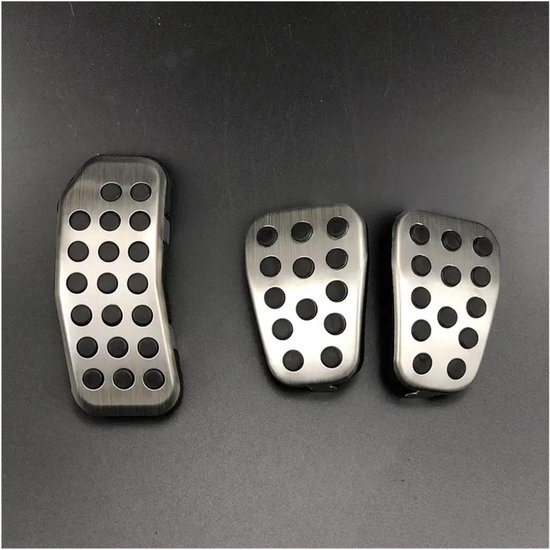 Pedaalhoezen Auto - Antislip Covers - Verbeter Rijervaring - Duurzaam Roestvrij Staal - 3 Stuks - Zilver