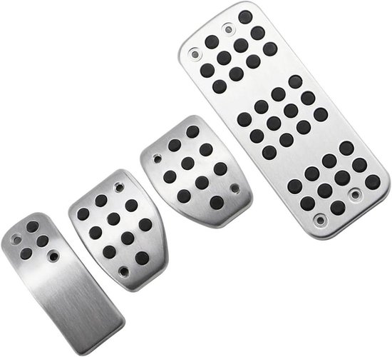 Pedaalhoezen Auto - Antislip Pedaal Covers - Veiliger Rijden - Aluminium Rubber - Set van 2 of 3 - Zilver Zwart