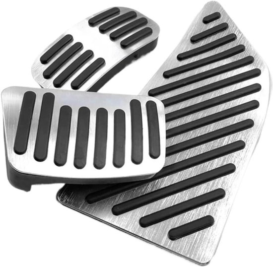 Pedaalhoezen Auto - Antislip Pedaal - Veilig Rijden - Gestructureerd Antislip Ontwerp - 3 stuks - Zilver