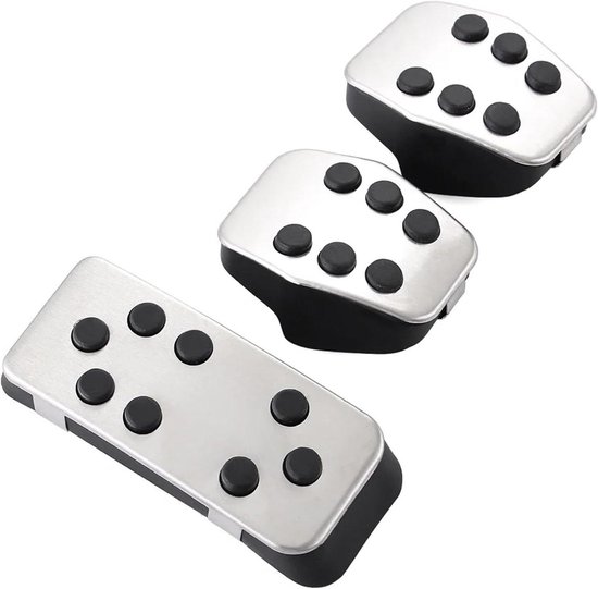 Pedaalhoezen Auto - Antislip Voetpedalen - Veiliger Rijden - Roestvrij Staal - Set van 3 - Zilver