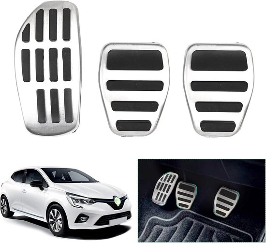 Pedaalhoezen Auto - Gaspedaal Rempedaal - Verbeteren Rijveiligheid - Antislip Rubber Strips - Set van 3 - Zilver