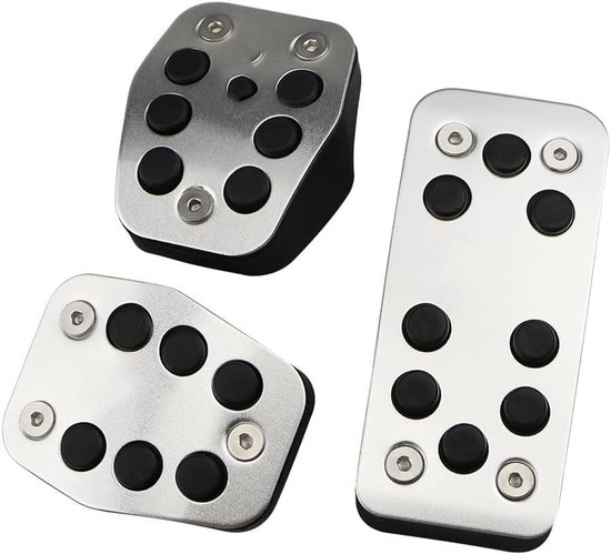 Pedaalhoezen Auto - Pedaal Covers Antislip Pedalen - Veiliger Rijden - Roestvrij Staal Rubber - Set van 3 - Zwart Zilver