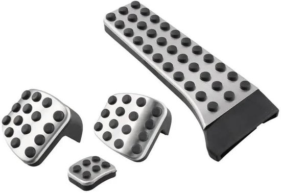 Pedaalhoezen Auto - Pedaal Covers - Auto Interieur Verbeteren - Roestvrij Staal Met Rubber - 4 Stuks - Zilver