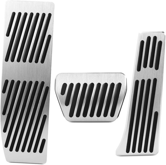 Pedaalhoezen Auto - Rem Gas - Interieur Upgraden - Antislip Oppervlak - 3 Stuks - Zilver