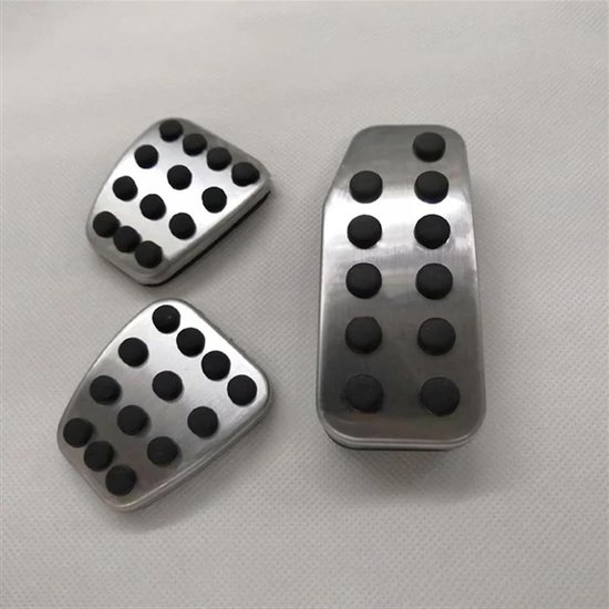 Pedaalhoezen Auto - Rem Gas - Veiliger Rijden - Antislip Rubber - 3 Stuks - Zilver