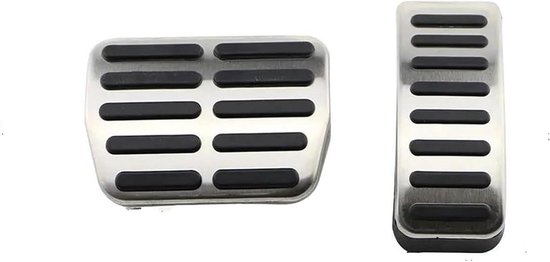 Pedaalhoezen Auto - RVS Pedaal - Verbeterde Grip - Antislip Rubber - Standaard Maat - Zilver