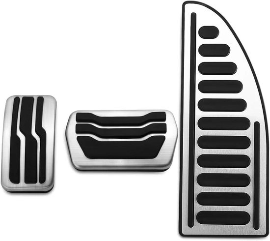 Pedaalhoezen Auto - Voetpedaal Covers - Verbeterde Grip - Antislip Rubber - 3 Stuks - Zilver Zwart