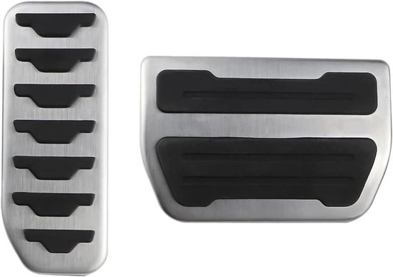 Pedaalhoezen Auto - Voetpedalen RVS - Veiliger Rijden - Antislip Oppervlak - Upgrade Stijl - Zilver Zwart