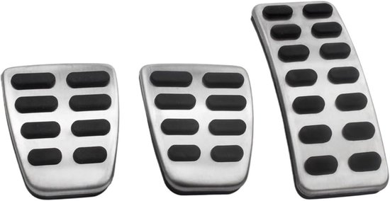 Pedaalhoezen Set - Auto Accessoires - Rijcomfort Verbeteren - Antislip Rubber - 3 Stuks - Zilver