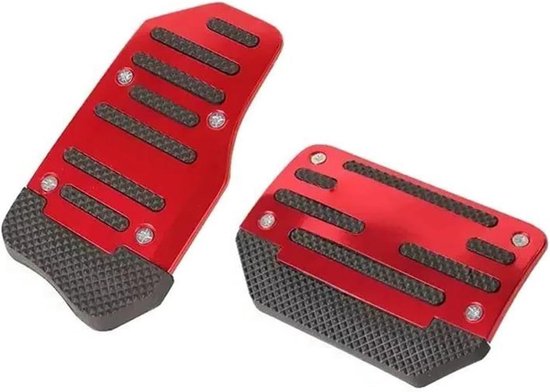 Pedaalhoezen Set - Auto Accessoires - Veiliger Rijden - Antislip Aluminium - 3-delig - Rood Zilver