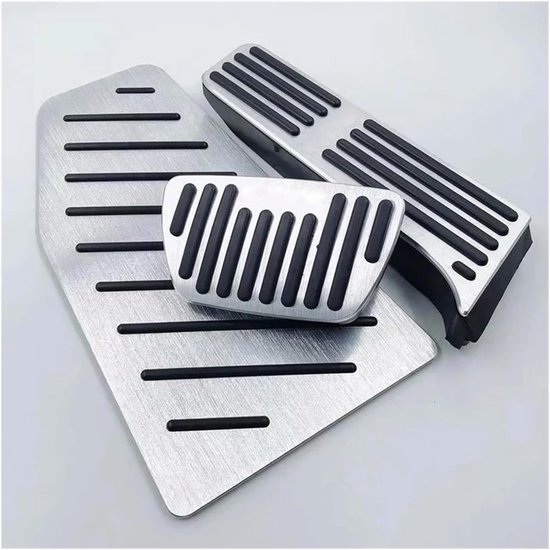 Pedaalhoezen Set - Auto Accessoires - Verbeterde Grip - Antislip Rubber - 3 Delig - Zilver