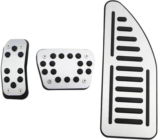 Pedaalhoezen Set - Auto Accessoires - Verbeterde Rijervaring - Antislip Aluminium Rubber - Voor Links Rijden - Zilver Zwart