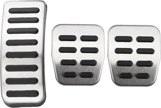 Pedaalhoezen Set - Auto Interieur - Verbeterde Grip - Antislip Ontwerp - 3 Delig - Zilver Zwart