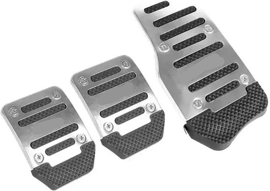 Pedaalhoezen Set - Auto Interieur - Verbeterde Grip - Universele Pasvorm - 3 Delig - Zilverkleurig