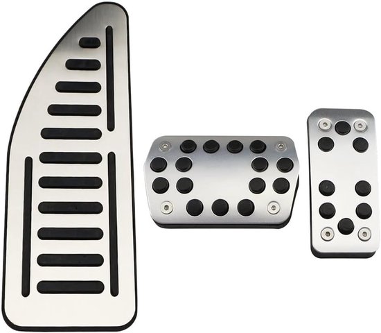 Pedaalhoezen Set - Auto Pedaal Covers - Veiliger Rijden - Antislip Rubber - AT Met Rust - Zwart Zilver
