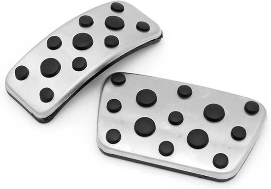 Pedaalhoezen Set - Auto Pedaal Covers - Verbeterde Grip - Roestvrij Staal Rubber - 2 Stuks - Zilver Zwart