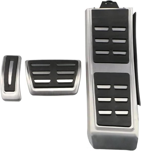Pedaalhoezen Set - Auto Pedaal Covers - Verbeterde Grip - Roestvrij Staal Rubber - 25x10x5 cm - Zilver