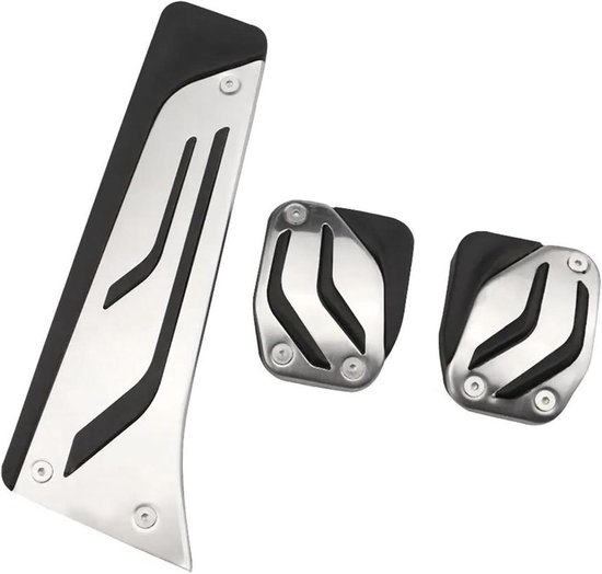 Pedaalhoezen Set - Auto Pedaal Covers - Verbeterde Grip - Roestvrij Staal Rubber - 3-delig - Zilver