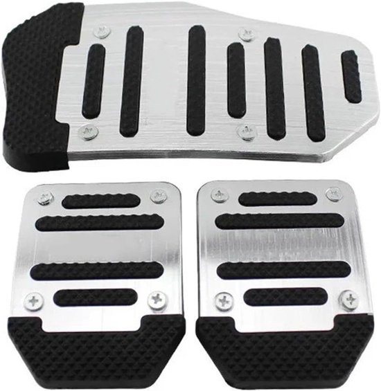 Pedaalhoezen Set - Auto Pedaal Covers - Verbeteren Grip - Universele Pasvorm - 3 Delig - Zilver