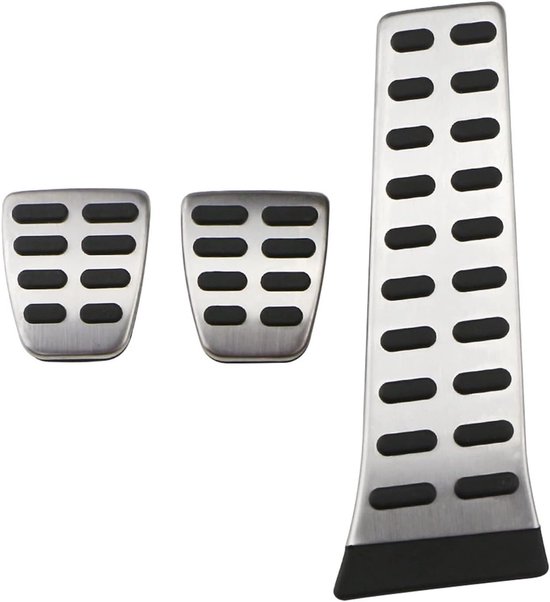 Pedaalhoezen Set - Auto Pedaal - Veiliger Rijden - Antislip Bescherming - 3 Stuks - Zilver Zwart