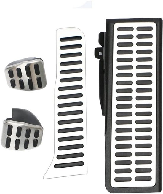 Pedaalhoezen Set - Auto Pedaal - Verbeterde Grip - Antislip Rubber - 3 Delig - Zwart Zilver
