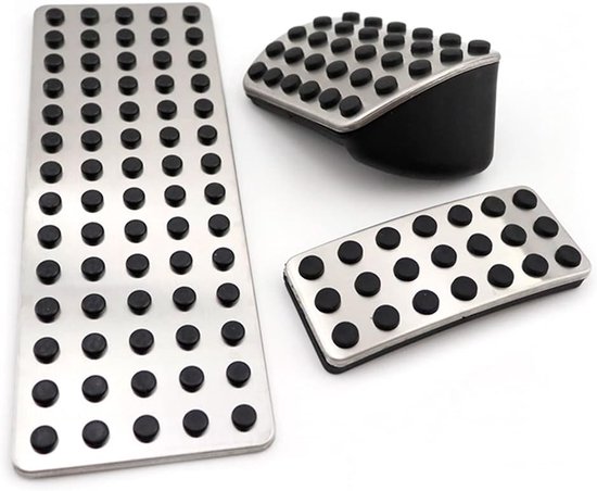 Pedaalhoezen Set - Auto Pedaalmatten - Verbeterde Grip - Antislip Rubber - 3 Delig - Zilver