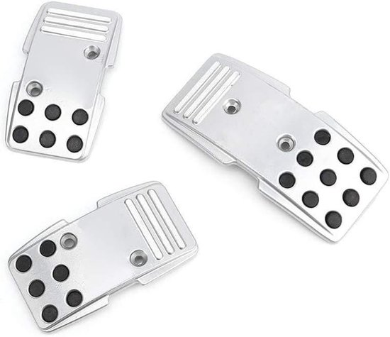 Pedaalhoezen Set - Auto Pedalen - Verbeterde Grip - Antislip Aluminium - 3 Delig - Zilver