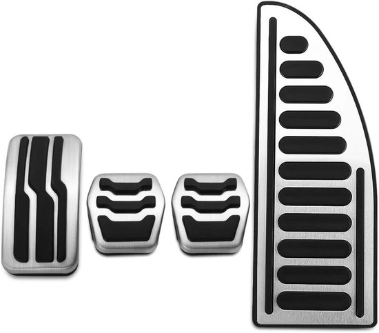 Pedaalhoezen Set - Auto Voetpedalen - Verbeterde Rijervaring - Antislip Rubber Strips - 4 Stuks - Zilver Zwart