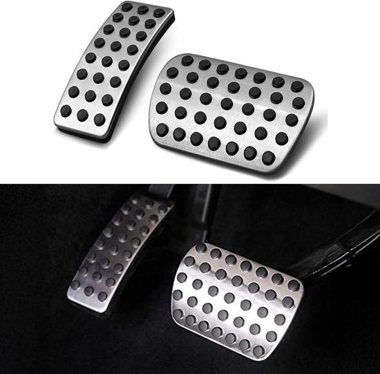 Pedaalhoezen Set - Auto Voetsteun - Verbeterde Grip - Antislip Ontwerp - Roestvrij Staal - Zilver Zwart van Merkloos