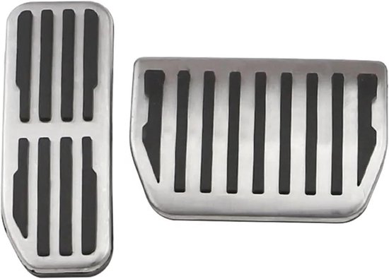 Pedaalhoezen Set - Auto Voetsteun - Verbeterde Grip - Antislip Oppervlak - Roestvrij Staal - Zilver