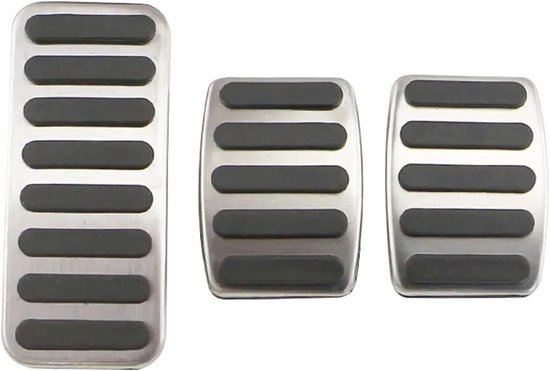 Pedaalhoezen Set - Gas Rempedaal Covers - Verbeteren Rijveiligheid - Antislip Oppervlak - 3 Stuks - Zilver