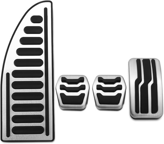 Pedaalhoezen Set - Pedaal Covers Antislip Pads - Verbeter Rijervaring - Roestvrij Staal Rubber - 4 Stuks - Zilver Zwart