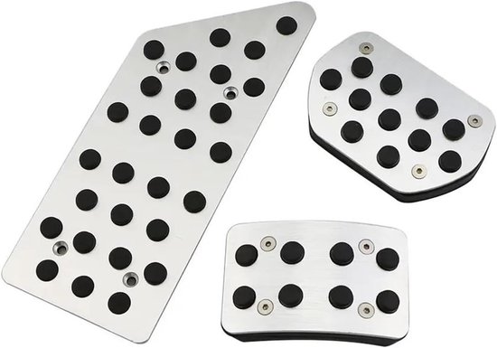 Pedaalhoezen Set - Rem Gas - Veiliger Rijden - Antislip Rubber - 3 Delig - Zilver