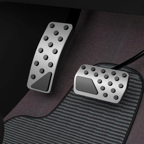 Pedaalhoezen Set - Rem Gas - Veiliger Rijden - Antislip Rubber - Zonder Boren - Zilver