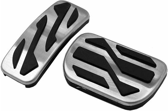 Pedaalhoezen Set - Rem Gaspedaal - Veilig Rijden - Antislip Oppervlak - 2 Stuks - Zilver Zwart