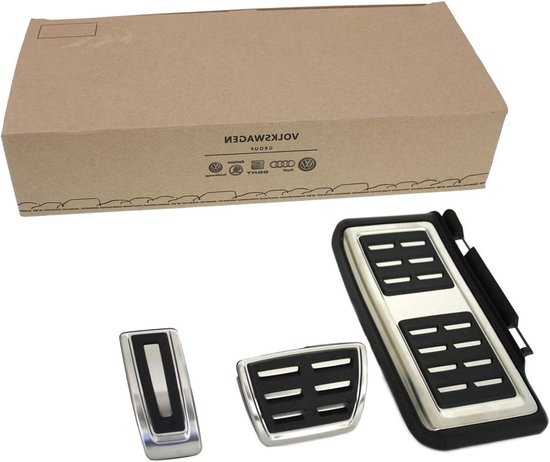 Pedaalkappen RVS - Sportpedalen DSG - Auto Interieur Upgrade - Gripvaste Rubber Noppen - 3-delig - Zilver