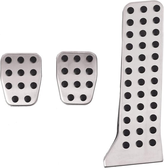 Pedaalkappen Voetensteun - Auto Pedaal Covers - Verbeterde Grip - Antislip Ontwerp - 3 Stuks - Zilver