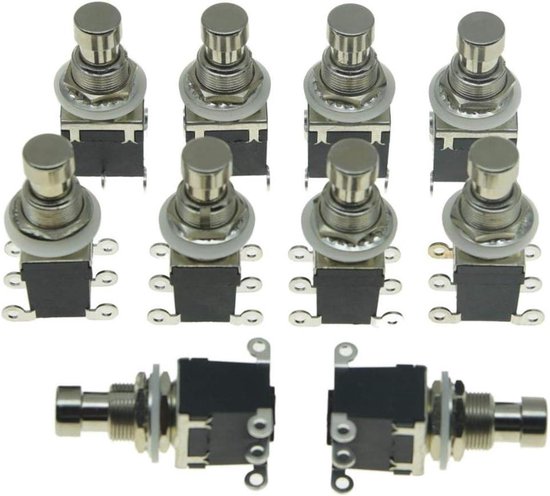 Pedaalschakelaar Set - Voetschakelaars Drukknop - Muziekprojecten Aanpassen - Heavy Duty Latching - 10 Stuks - Zwart