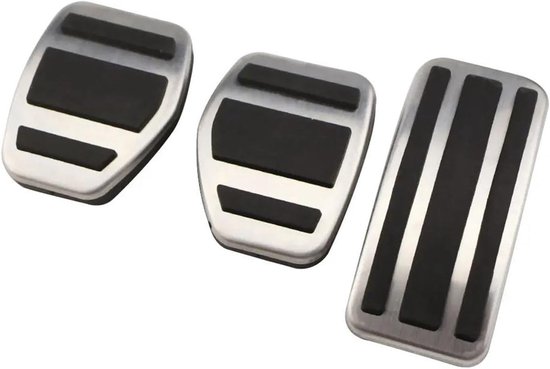 Pedaalset Auto - Voetsteun Covers - Verbeterde Grip - Roestvrij Staal - AT MT - Zilver