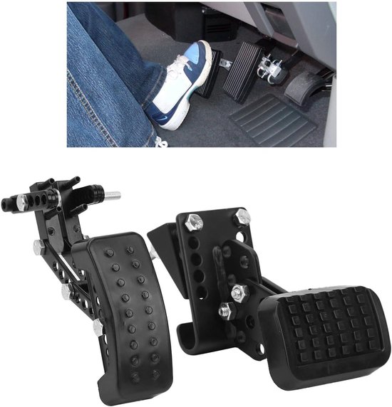 Pedaalverlengers Auto - Rem Gas Verlengstuk - Comfortabel Rijden - Antislip Staal - Verstelbaar 5-15cm - Zwart van Merkloos