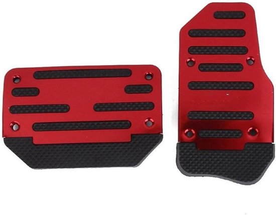 Pedalen Set Auto - Remhendel Afdekking - Comfortabel Rijden - Antislip Oppervlak - Universeel Formaat - Rood Zilver