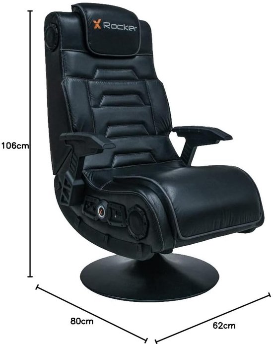 Pedestal Gaming Stoel met 4.1 Draadloos Audiosysteem en Subwoofer - Zwart van X-Rocker
