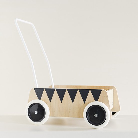 Petite Amélie Houten loopwagen - Speelgoed - Vanaf 1 jaar - Driehoek print van Petite Amélie