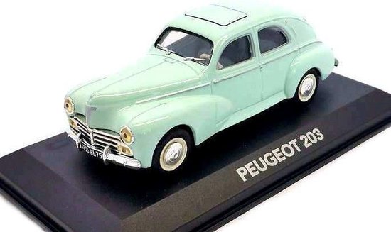Peugeot 203 (Lichtblauw) (13cm) 1/43 Atlas - Modelauto - Schaalmodel - Modelauto - Miniatuurauto - Miniatuur autos van Peugeot