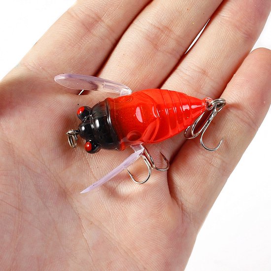 PikeAttack- Cicade Bait - Drijvend - Kunstaas - Zwart/Rood - 5,5g - 4cm van PikeAttack