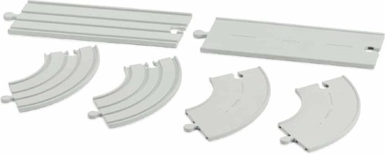 PlanToys Houten Speelgoed Rubber Weg- en Spooruitbreidingssporen - Set C. van Merkloos