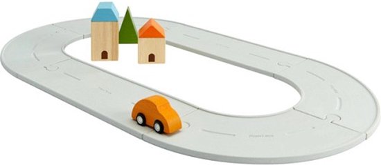 PlanToys Houten Speelgoed Rubber Weg & Spoor Set Klein. van PlanToys