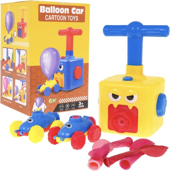 Playos® - Ballonwerper - met 2 Auto's - Geel - Inclusief Ballonnen - Inclusief Accessoires - Ballonnen Speelgoed - Speelgoed - Spelletjes van Playos