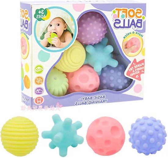 Playos® - Sensorische Ballen - 6 stuks - Ballen - met Geluid - Badspeelgoed - Waterspeelgoed - Sensorisch Speelgoed - Educatief Speelgoed - Water Speelgoed - Siliconen Speelgoed - Bijtspeelgoed - Baby Speelgoed - Zintuigelijke Ballen van Playos