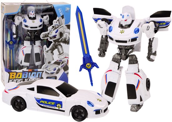 Playos® - Transformer - Auto / Robot - Politie - Licht en Geluid - Speelgoed Auto - Transformerende Auto van Merkloos